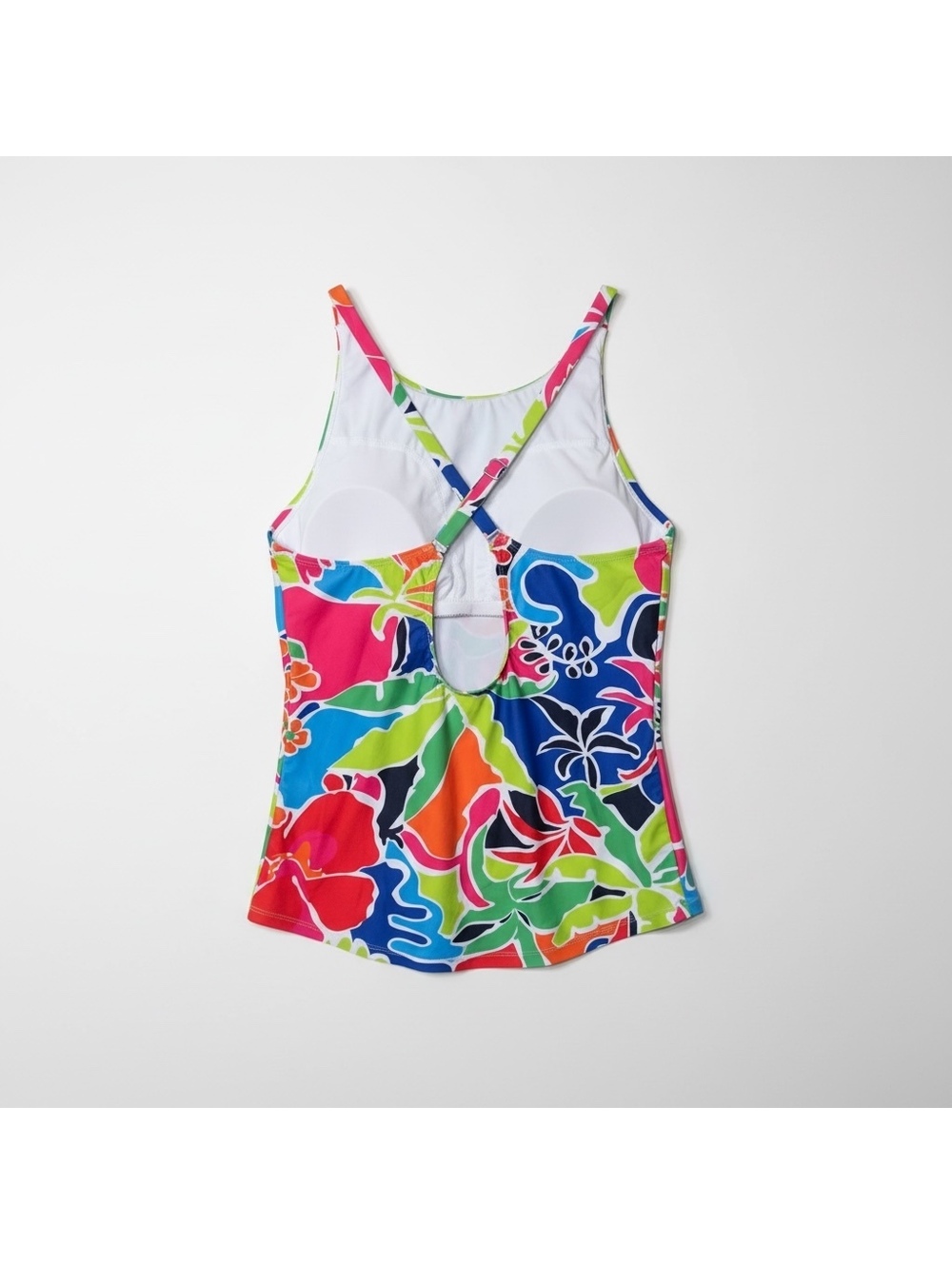Nautica High Neck Tankini Swimsuit Set - Tropical Floral & Navy , Large - FLAW - Picture 4 of 11